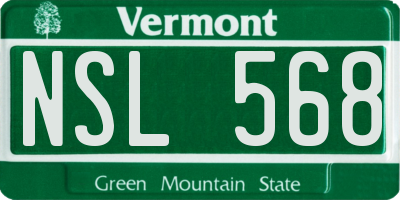 VT license plate NSL568