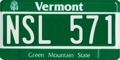 VT license plate NSL571