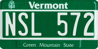 VT license plate NSL572