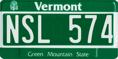 VT license plate NSL574