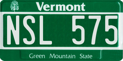 VT license plate NSL575