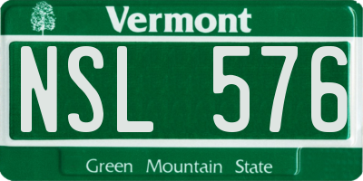 VT license plate NSL576
