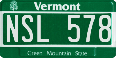 VT license plate NSL578