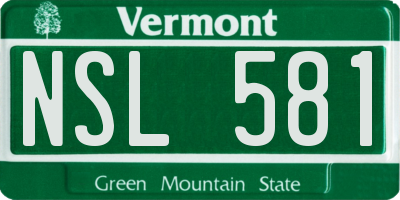 VT license plate NSL581