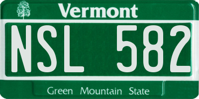 VT license plate NSL582