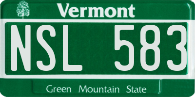 VT license plate NSL583