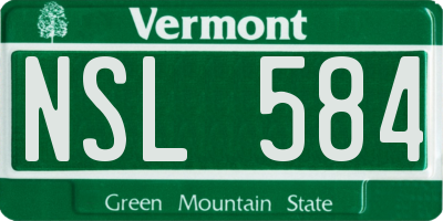 VT license plate NSL584