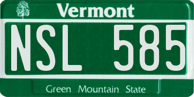 VT license plate NSL585