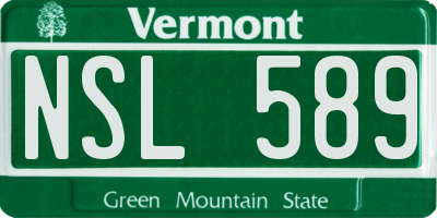 VT license plate NSL589