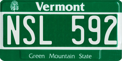 VT license plate NSL592
