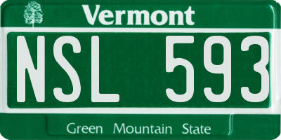 VT license plate NSL593