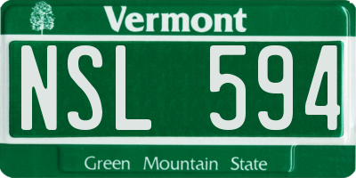 VT license plate NSL594