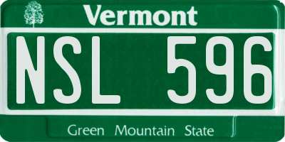 VT license plate NSL596