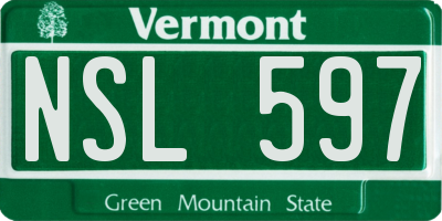 VT license plate NSL597