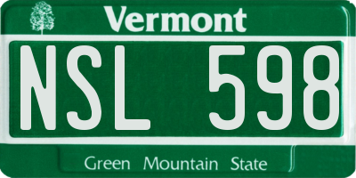VT license plate NSL598