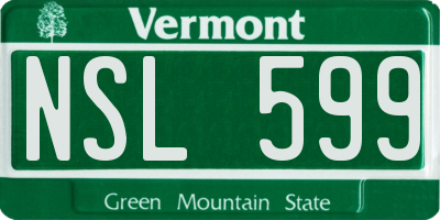 VT license plate NSL599