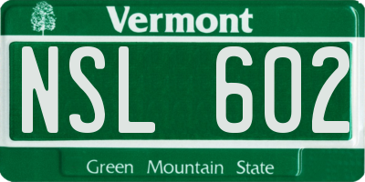 VT license plate NSL602