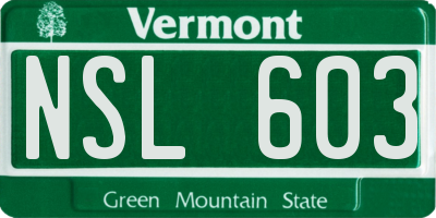 VT license plate NSL603