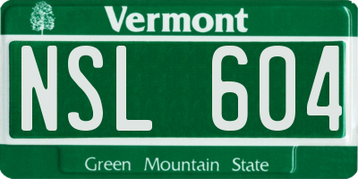 VT license plate NSL604