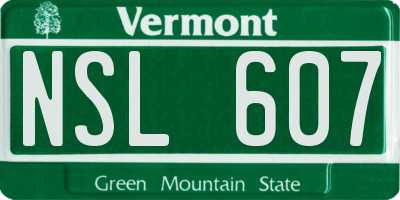 VT license plate NSL607
