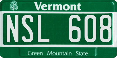 VT license plate NSL608