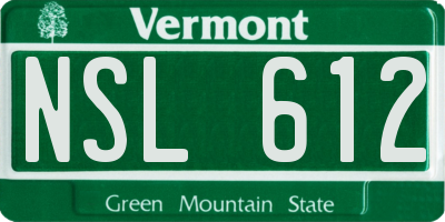 VT license plate NSL612