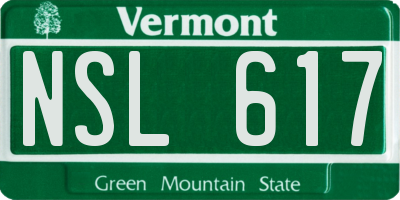 VT license plate NSL617