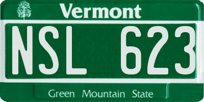 VT license plate NSL623