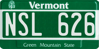 VT license plate NSL626