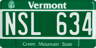 VT license plate NSL634