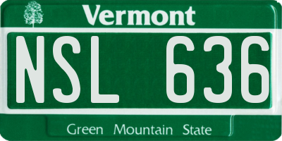VT license plate NSL636