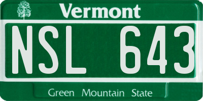 VT license plate NSL643