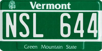 VT license plate NSL644