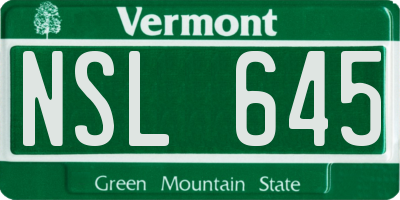 VT license plate NSL645