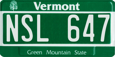 VT license plate NSL647
