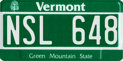 VT license plate NSL648