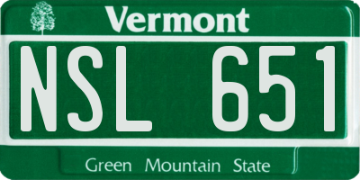 VT license plate NSL651