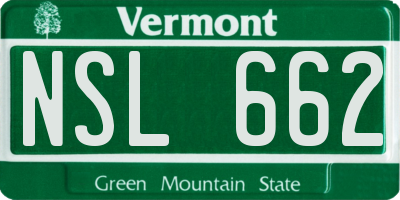 VT license plate NSL662