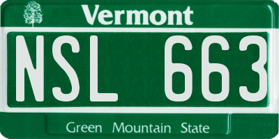 VT license plate NSL663