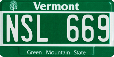 VT license plate NSL669