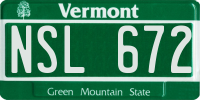 VT license plate NSL672
