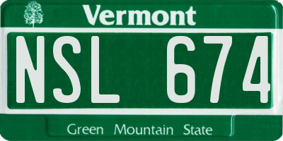 VT license plate NSL674