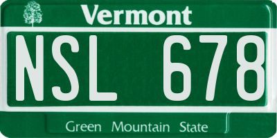 VT license plate NSL678