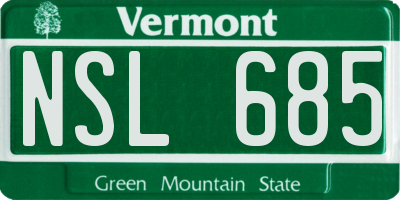 VT license plate NSL685