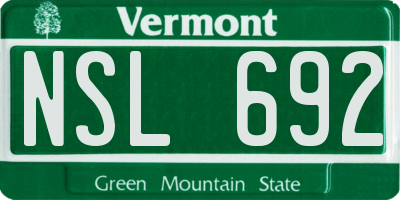 VT license plate NSL692
