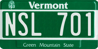 VT license plate NSL701