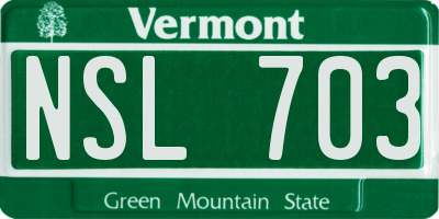 VT license plate NSL703