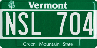 VT license plate NSL704