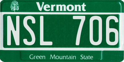 VT license plate NSL706