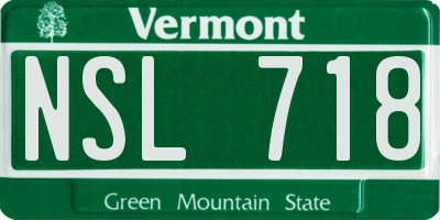 VT license plate NSL718